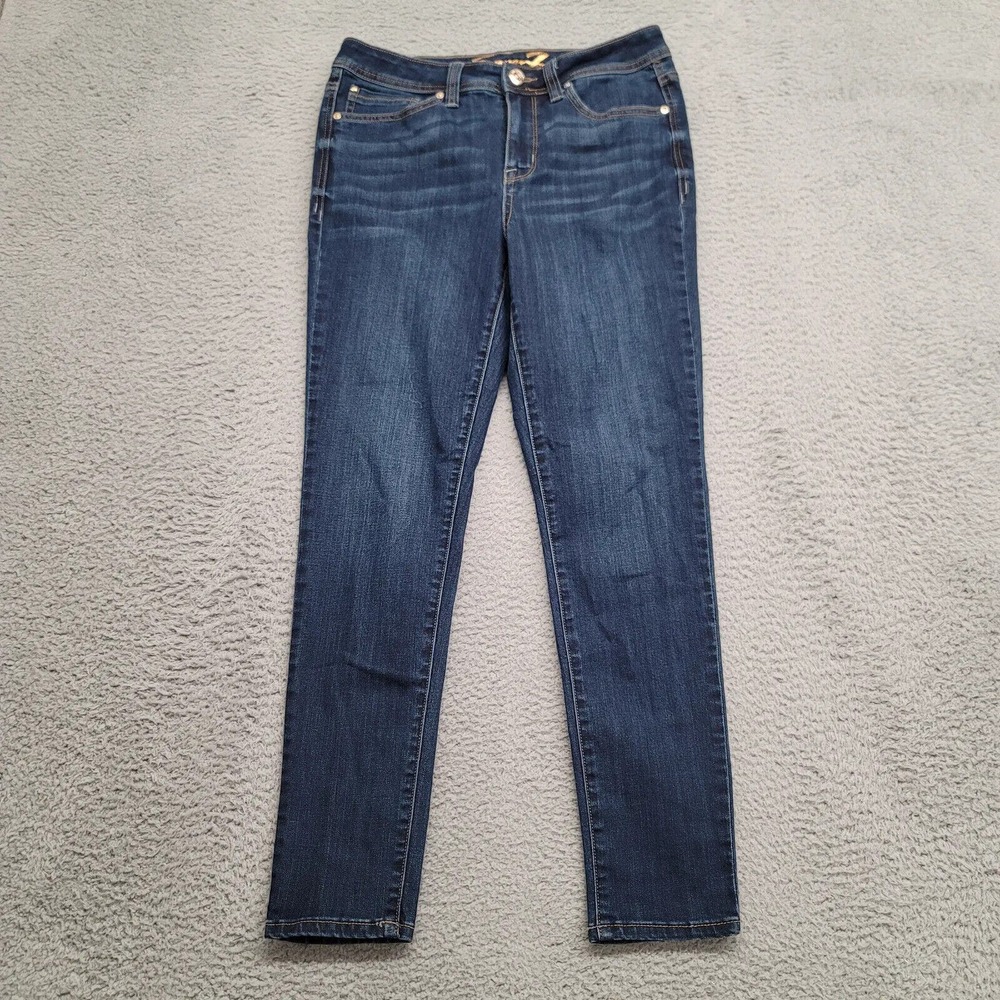 Seven7 Jeans‎ Womens 6 Blue Denim Madison Skinny Distressed Casual Pockets Logo